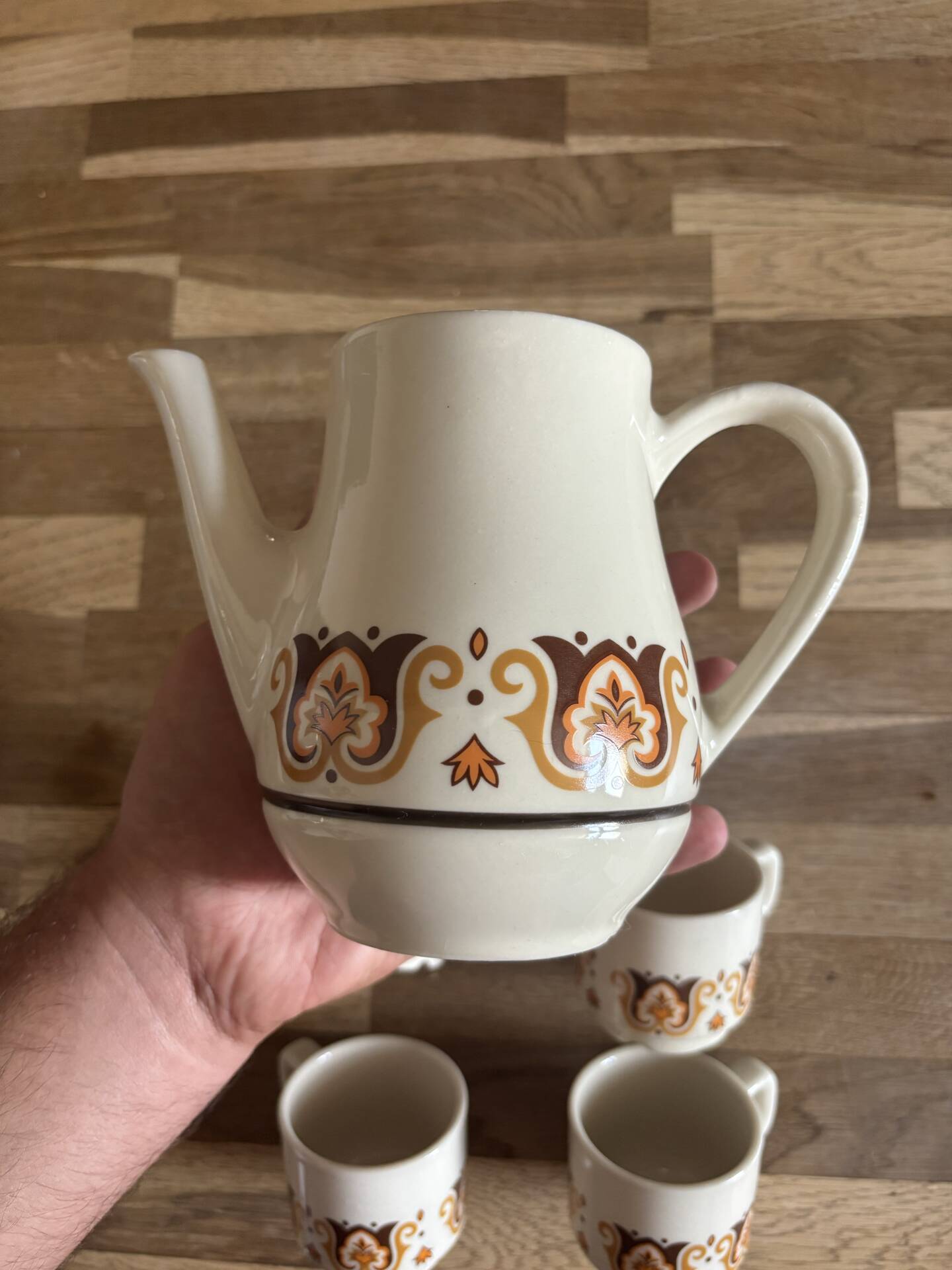 Vintage coffee service Nomar Jet – Coffee maker + 4 cups – Porcelain