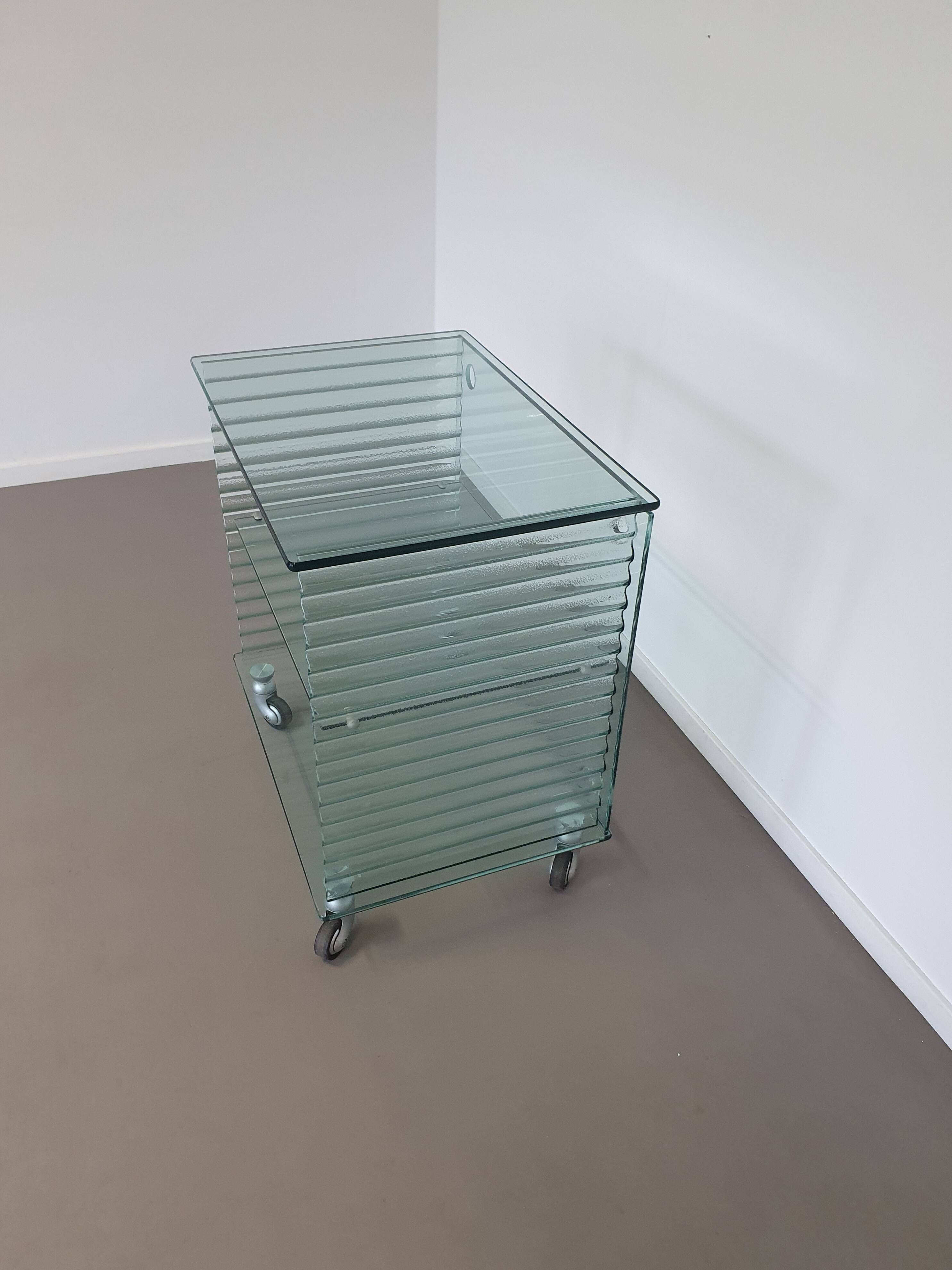 Onda Series Glass Media Cabinet by Ron Arad for Fiam, Italy, 1980