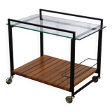 Modernist sideboard in metal, wood, and glass 1960