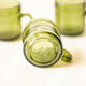 3 tasses à café vintage en verre vert