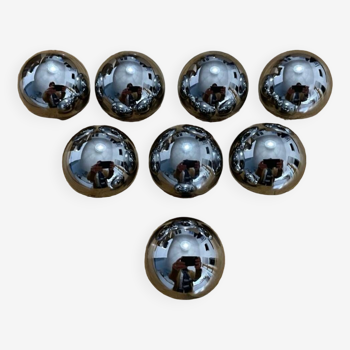 8 Chromed brass ball buttons 35mm