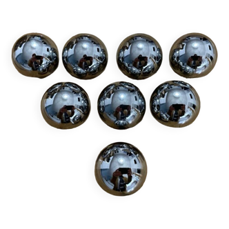 8 Chromed brass ball buttons 35mm