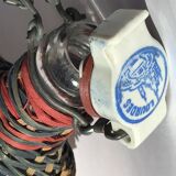Colorful wicker bottle porcelain cap