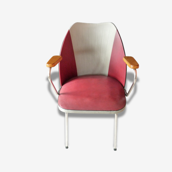 1960 Structure chrome tube - beech - two-tone leatherette Chair