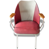 1960 Structure chrome tube - beech - two-tone leatherette Chair