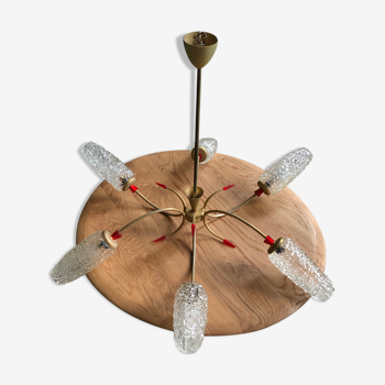 Lustre vintage 6 branches, tubes verres