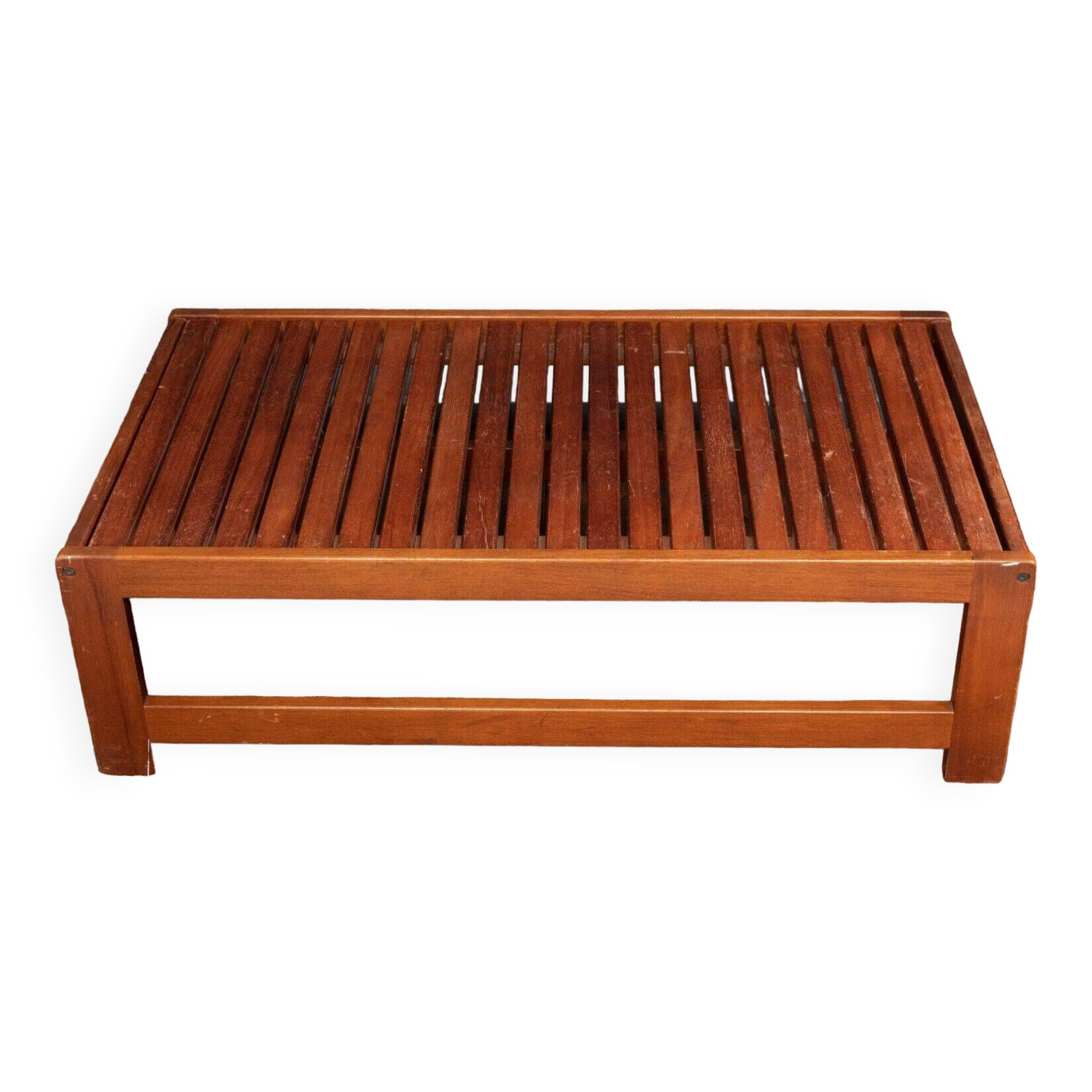 Wooden slatted coffee table 1980 removable top