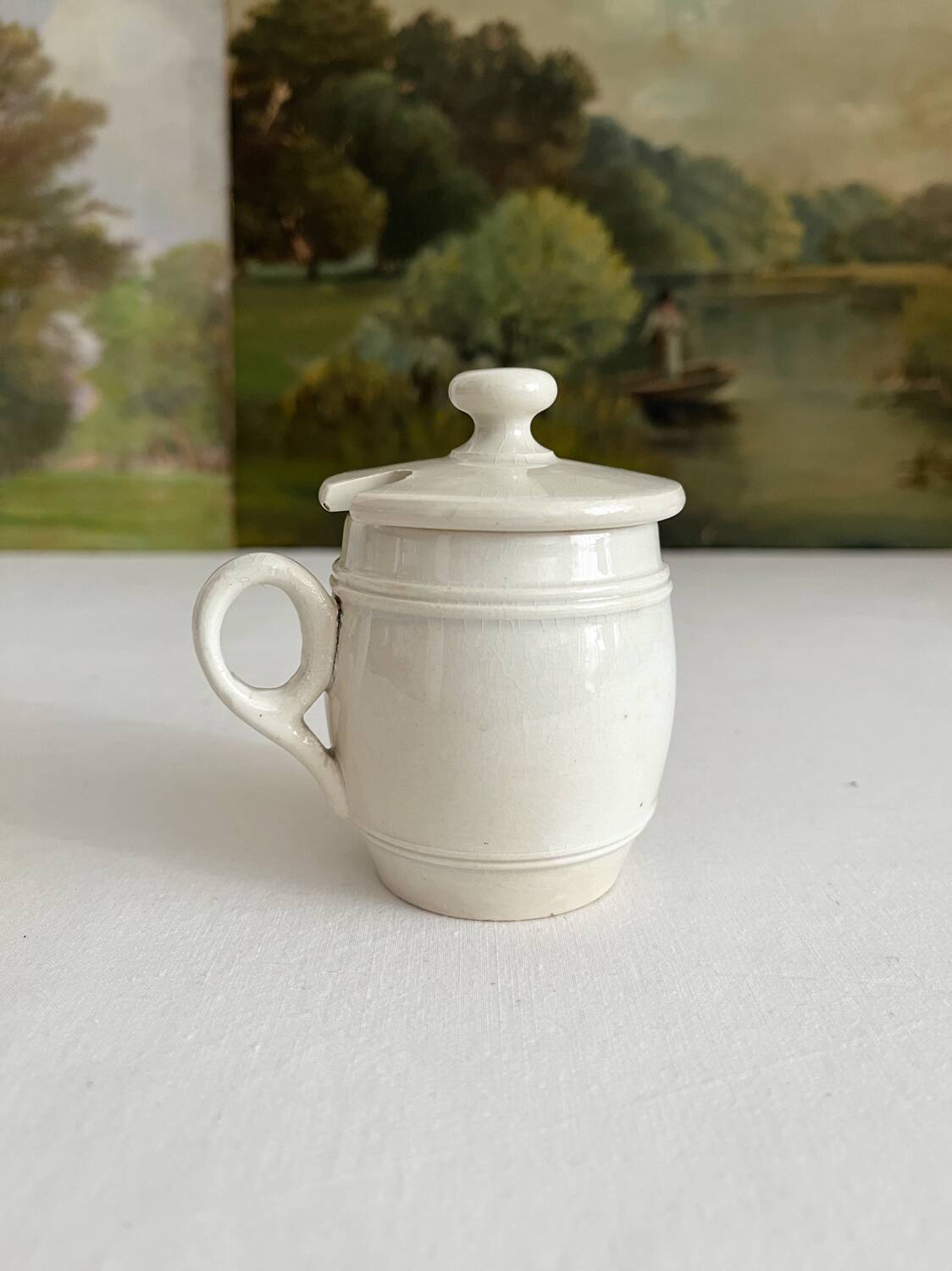 Antique ironstone mustard pot KG Lunéville
