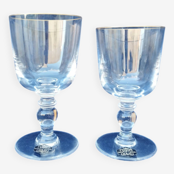 Saint Louis crystal glasses, Manet model, gold fillet