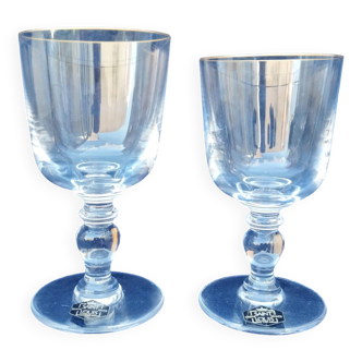 2 verres en cristal Saint Louis modèle Manet filet or