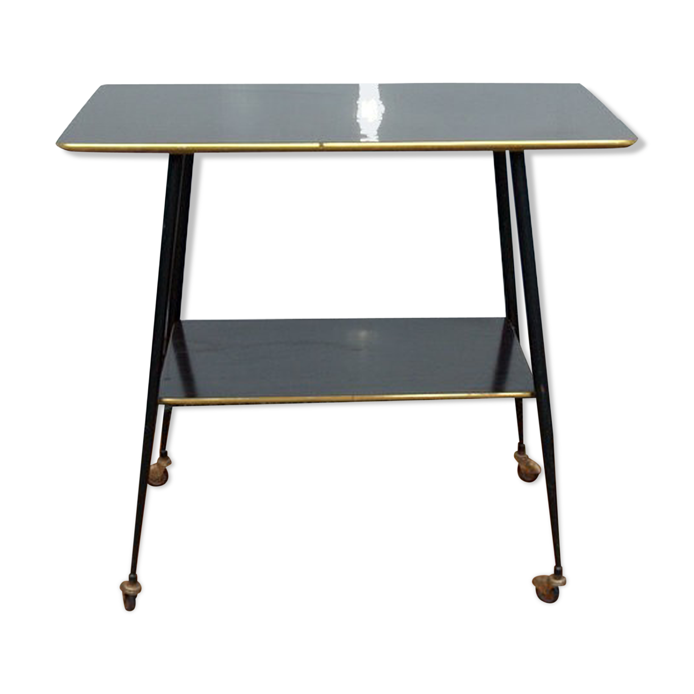 Desserte -meuble TV à roulettes en bois années 50 | Selency meuble tv année 50