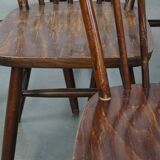 Set of 10 wooden vintage Windsor bars chairs from the 70s in English style