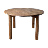 Brutalist round table in solid oak, 1950s.