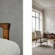 Vintage Mid-Century Scandinavian Modern White Boucle &Teak High Armchair