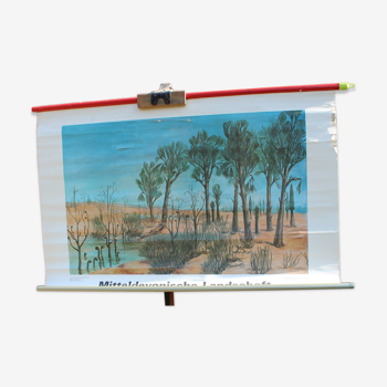 Vieille affiche  scolaire paysage deco