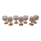 Set of 7 white wine glasses on feet, grape decoration and Luminarc vine shoot