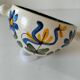 Ceramic soup bowl with blue flower decoration – handmade