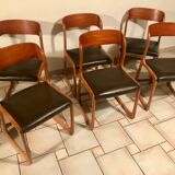 Suite de 6 chaises Baumann modèle traineau