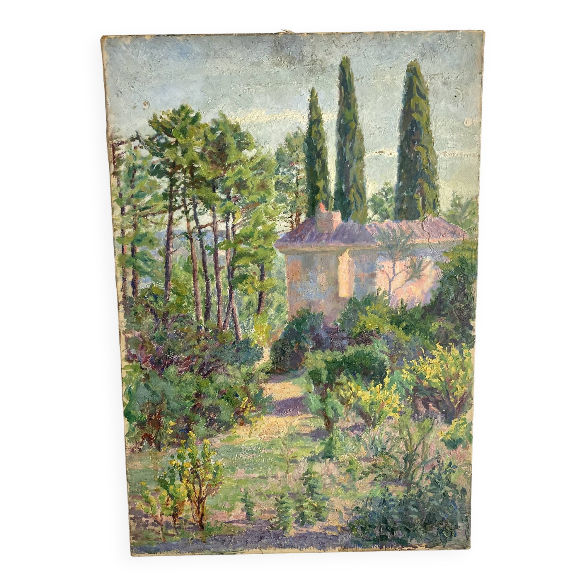 Southern landscape painting, canvas on stretcher