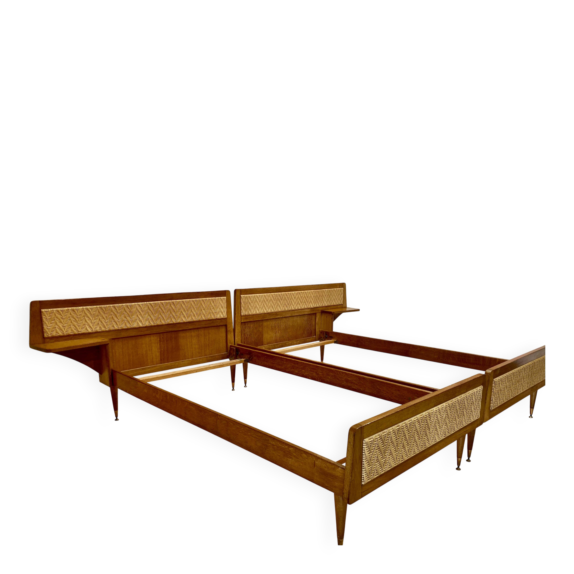 Paire de lits rotin design 1950