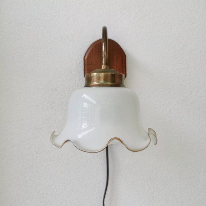 Vintage wall lamp with 70s glass cap