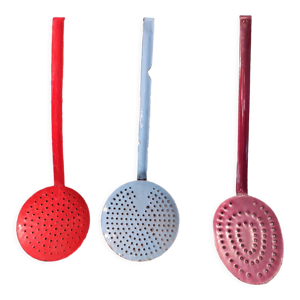Set de 3 écumeurs émaillés français