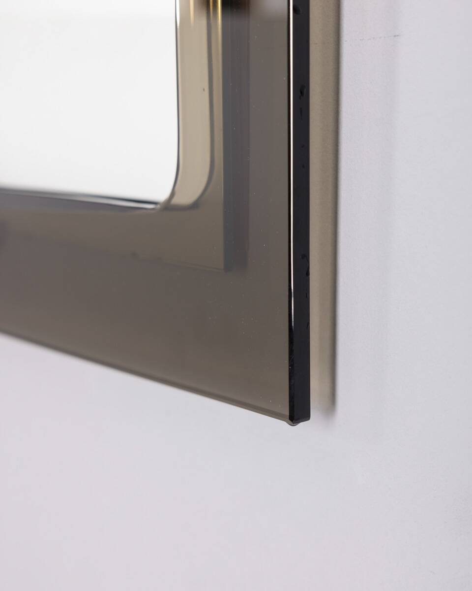 Vintage 1970s wall mirror in smoked glass, Italian design