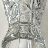 Vintage design vase in crystal. faceted patterns, braces. flared neck
