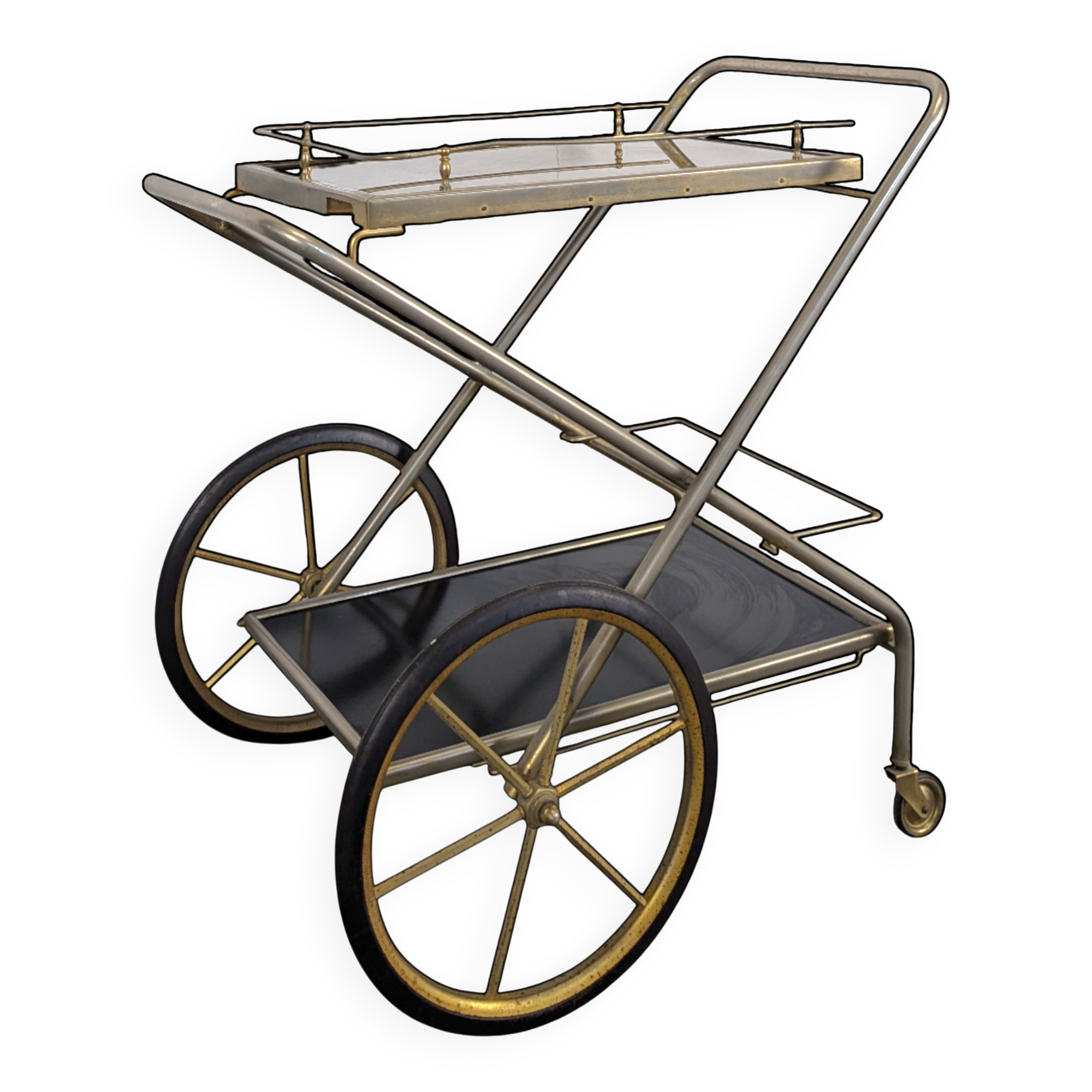 1970s Brass Rolling Trolley