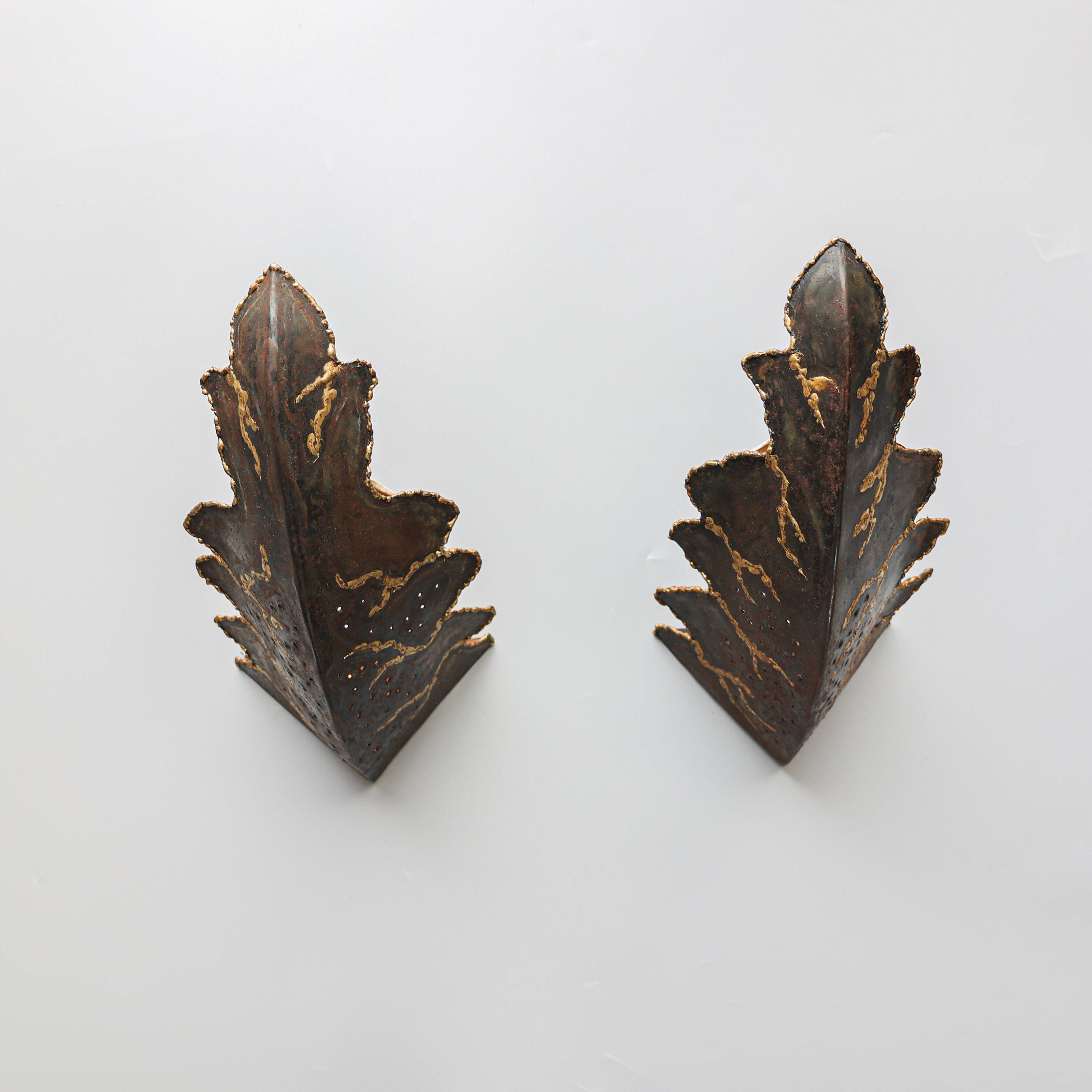 Ensemble de 2 appliques murales brutalistes belges, années 1990.