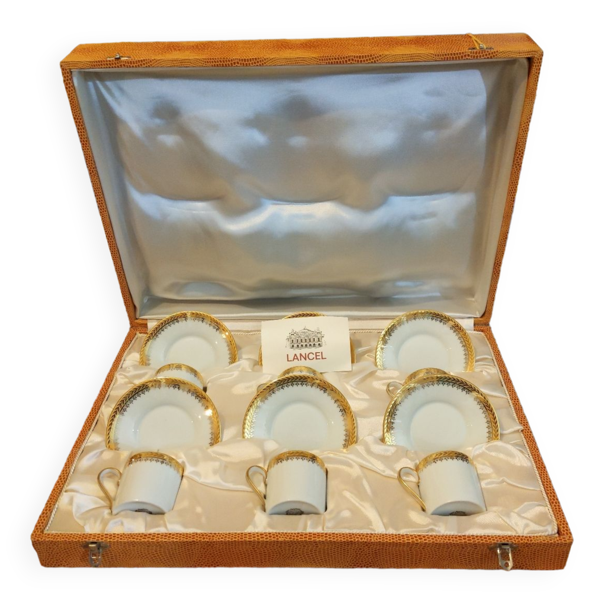 Service café fabrique royale de Limoges x6 (plates and cups) for Lansel