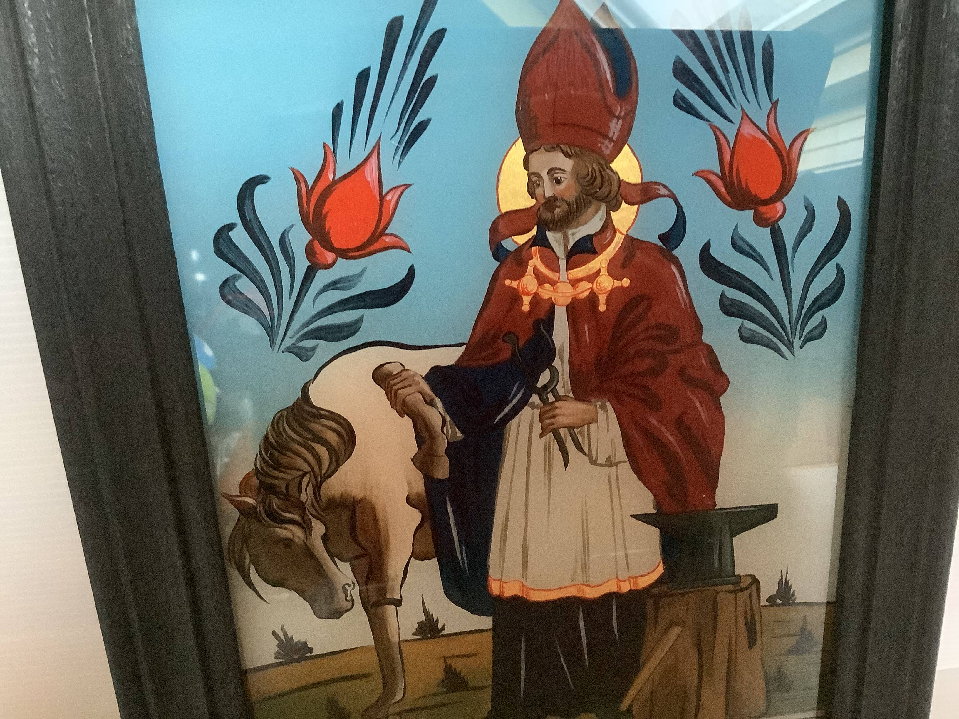 Frame painting on glass reverse painting fixed under glass Saint Éloi