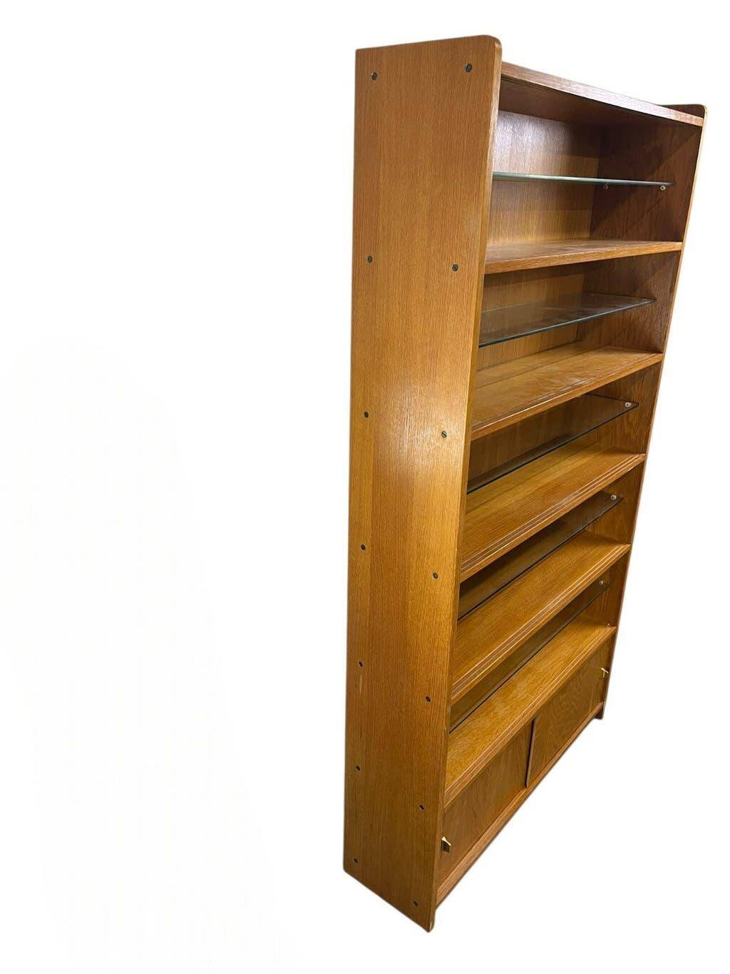 Shallow vintage wooden display cabinet / shelving unit / collector's cabinet