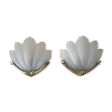 Sconces glass frosted metal golden years 1960-1970