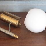 Pair of brass and white opaline wall lights, vintage wall light