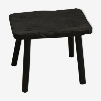 Tabouret bois finition shou-sugi-ban en bois brulé avec traitement