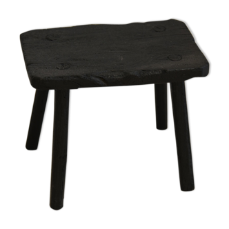 Stool wood finish wood burned with treatment shou-sugi-ban