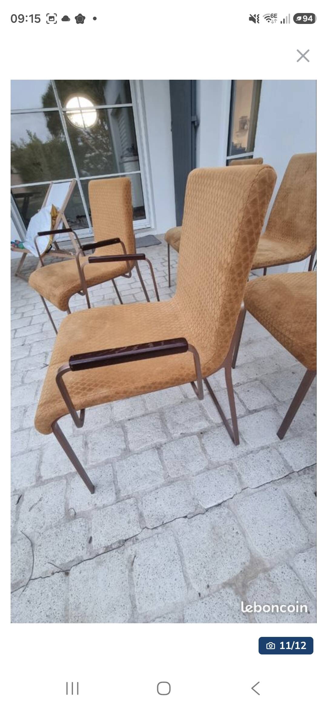 Set of 6 velvet chairs and armchairs
