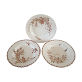 3 plates of iron earth mismatched Gien