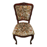 Louis XV Style Chair in Wood and Floral Fabric