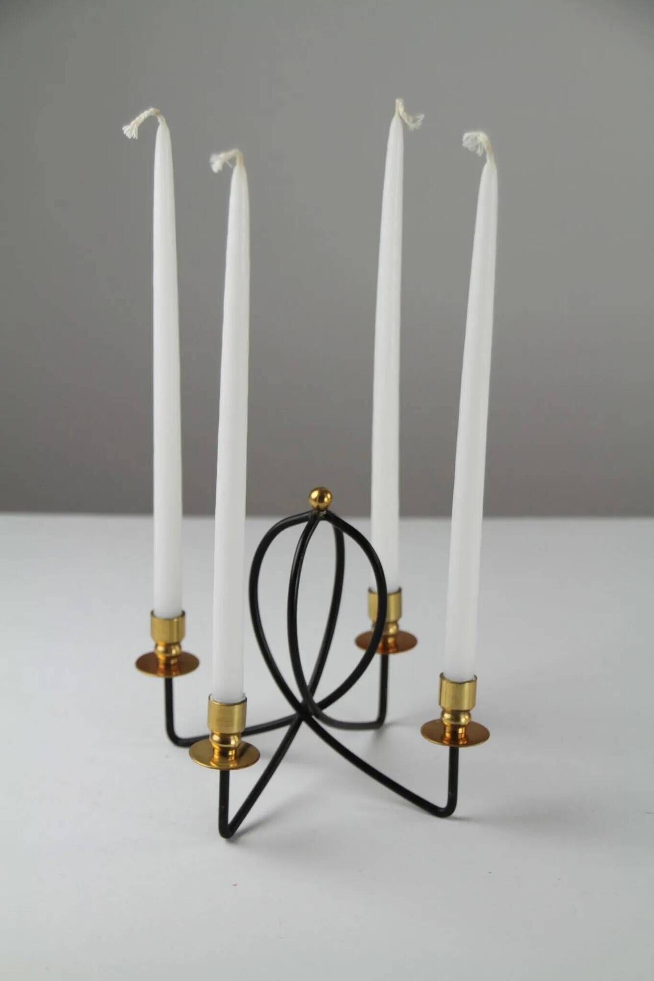 Black & brass four-light candle holder – Gunnar Ander for Ystad-Metall, Sweden, 1950s/1960s