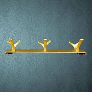 Vintage wall-mounted coat rack in anodised gold aluminium with 3 hooks from the 1970s.