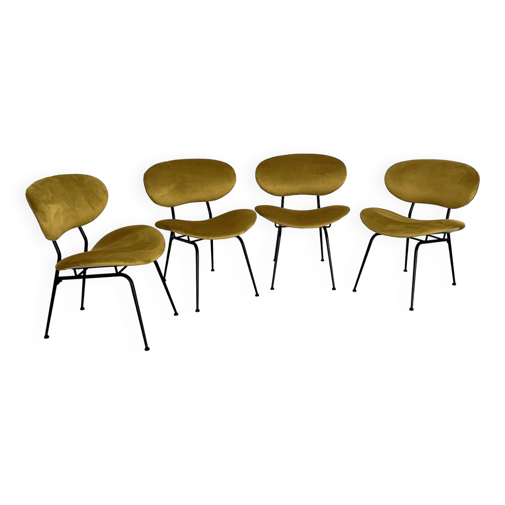 Italian Reupholstered Lounge Chairs, Set of 4pcs.