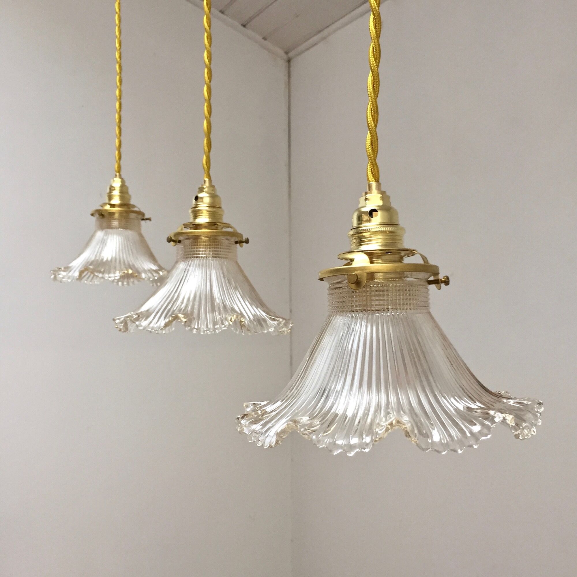 Lot of 3 Holophane tulip suspensions