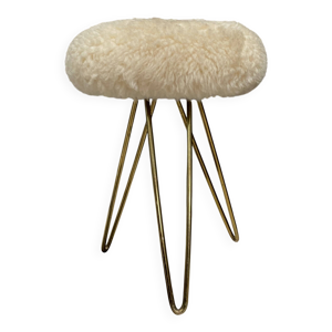 Tabouret en laiton avec - laine