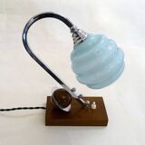 Lampe Art Déco, saturne & opaline bleue 1930'