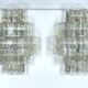 Pair of XL clear murano glass elements wall lamps produced in Italy during the 70s. Attributable to