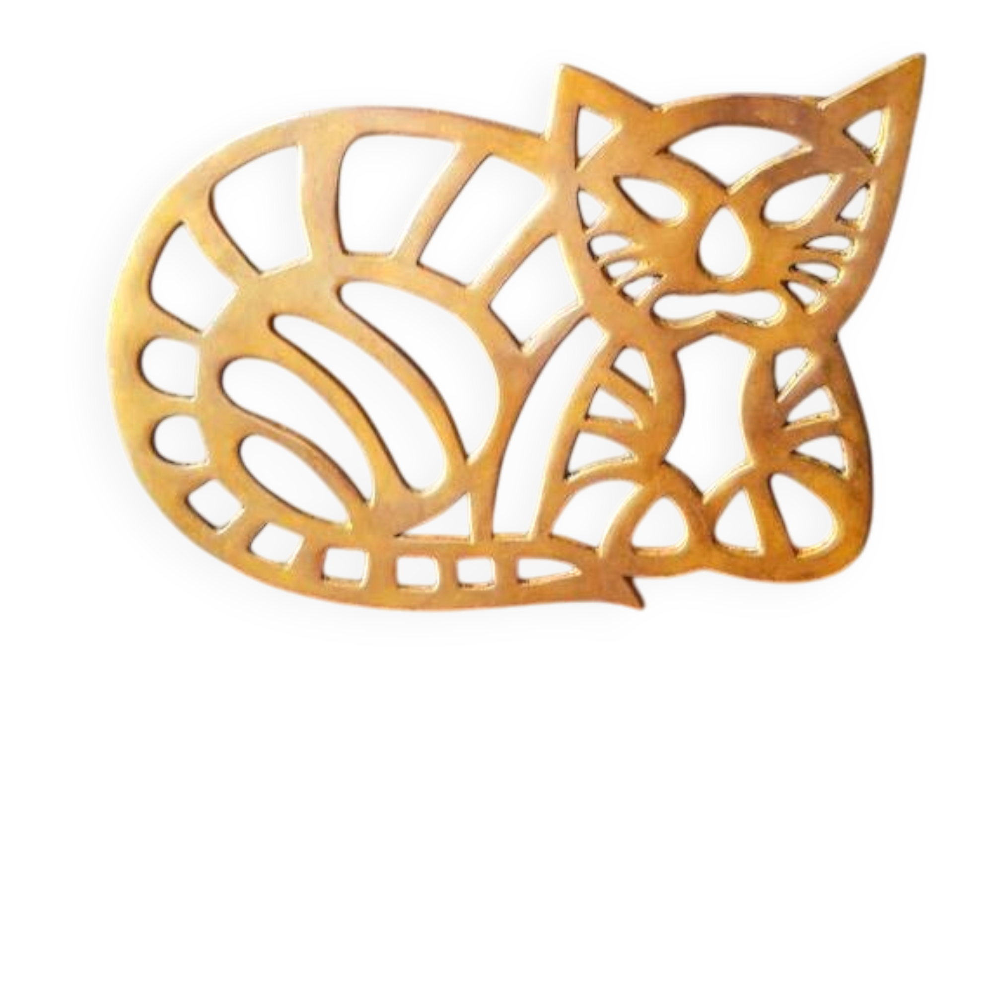 Brass cat trivet 1970