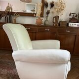 Vintage club chair in cream white leather