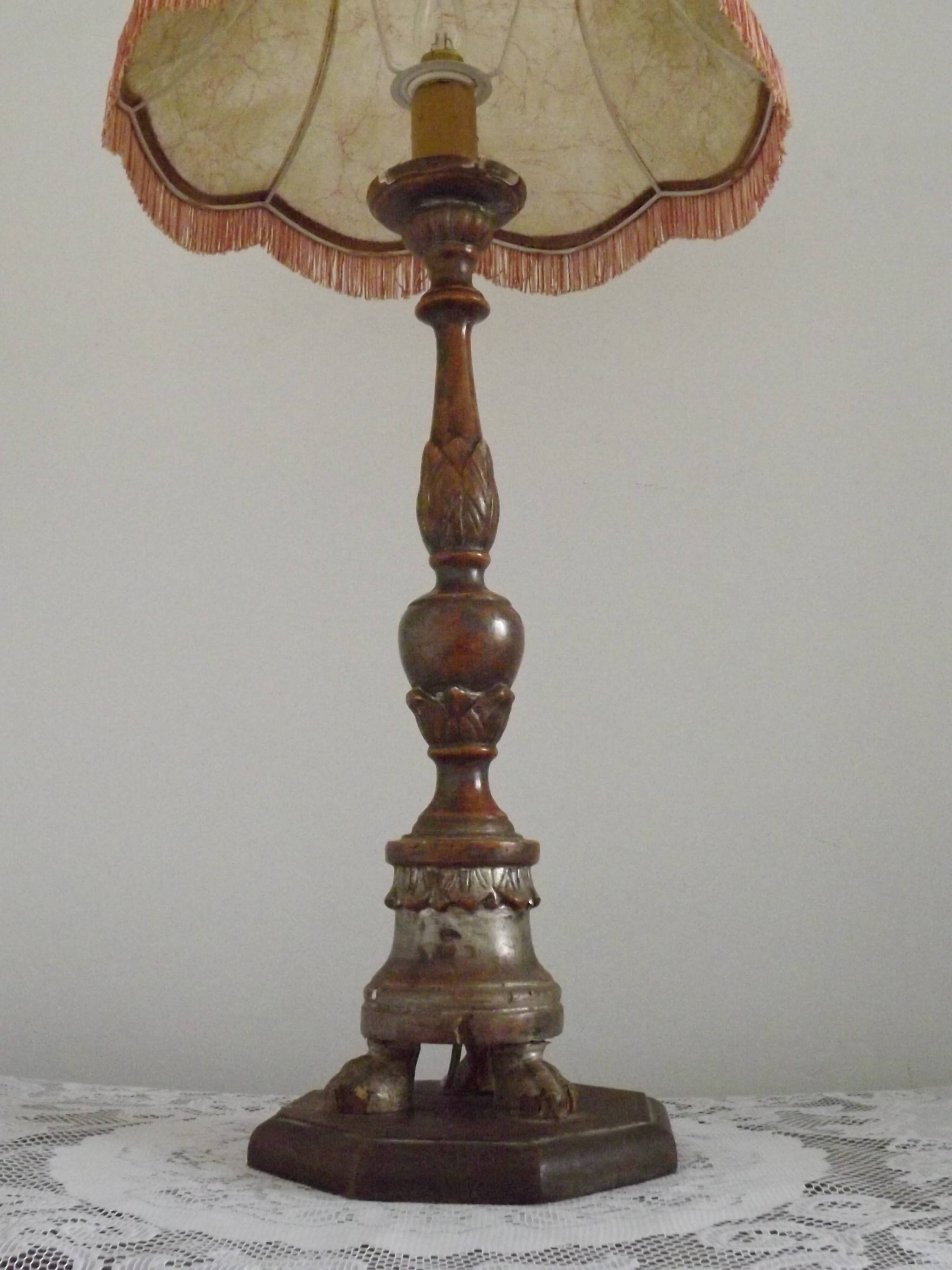 Antique 18th Century Church Altar Candlestick Converted to Table Lamp